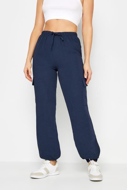 Evans LTS Tall Navy Blue Crepe Cuffed Cargo Trousers