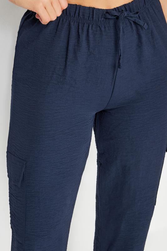 Evans LTS Tall Navy Blue Crepe Cuffed Cargo Trousers