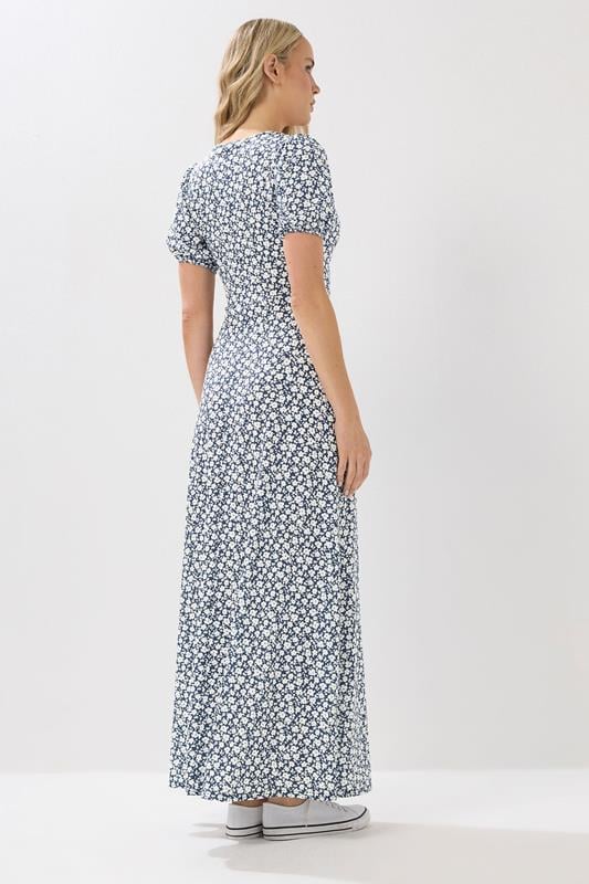 Evans LTS Tall Navy Blue Ditsy Floral Print Wrap Maxi Dress