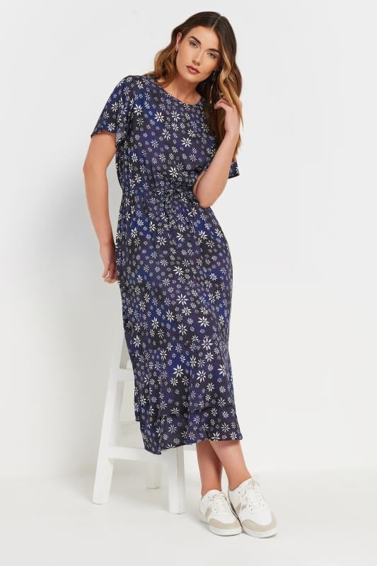 Evans LTS Tall Navy Blue Ditsy Floral Tie Waist Dress