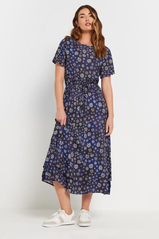 evans LTS Tall Navy Blue Ditsy Floral Tie Waist Dress