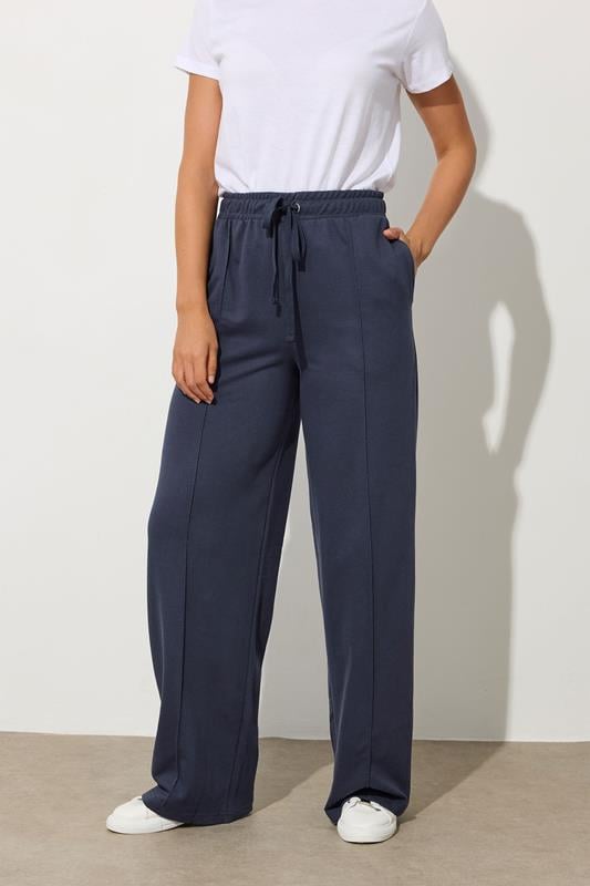 Evans LTS Tall Navy Blue Seam Front Wide Leg Joggers