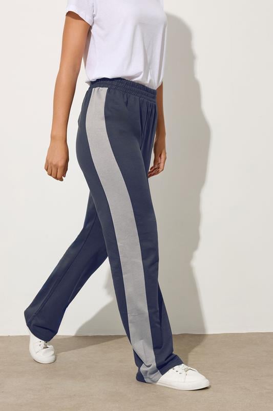 Evans LTS Tall Navy Blue Side Stripe Fitted Straight Leg Joggers