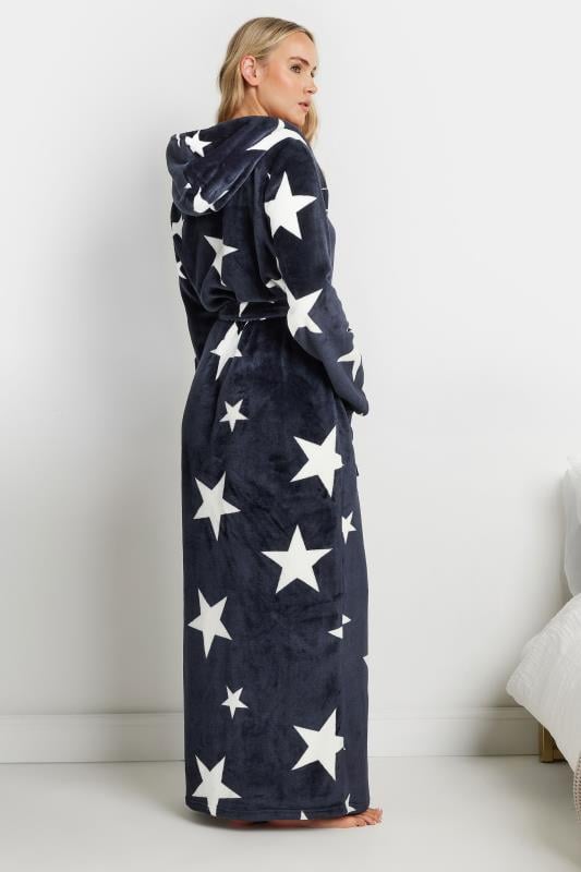 Evans LTS Tall Navy Blue Star Print Hooded Dressing Gown