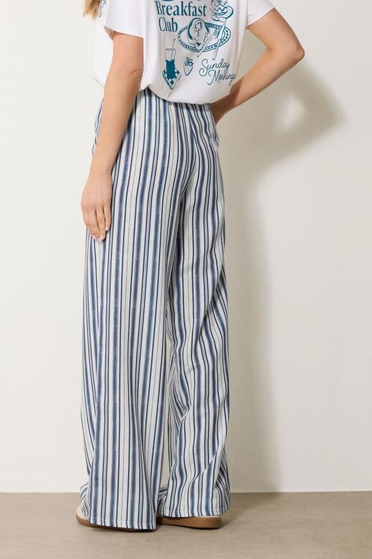Evans LTS Tall Navy Blue & White Striped Wide Leg Trousers