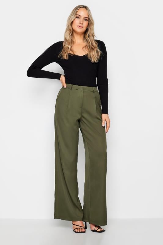 Evans LTS Tall Olive Green Tailored Wide Leg Trousers