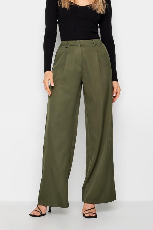 Evans LTS Tall Olive Green Tailored Wide Leg Trousers