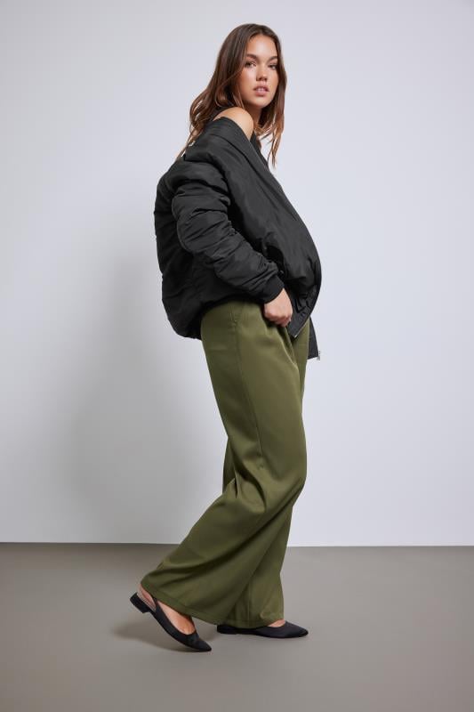 evans LTS Tall Olive Green Tailored Wide Leg Trousers