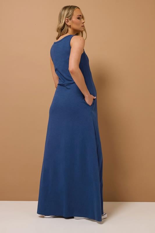 Evans LTS Tall Premium Maternity Navy Blue Cotton Vest Maxi Dress