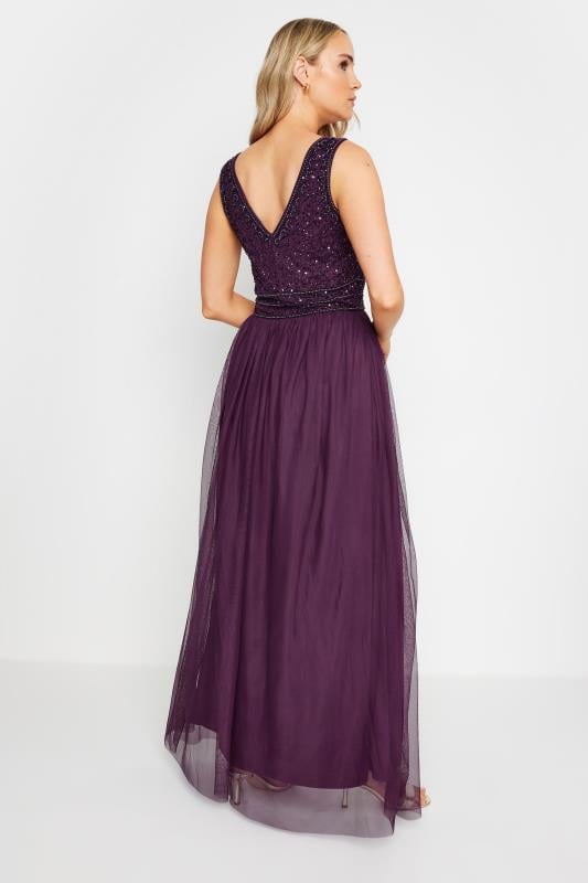 Evans LTS Tall Purple Sequin Hand Embellished Maxi Dress