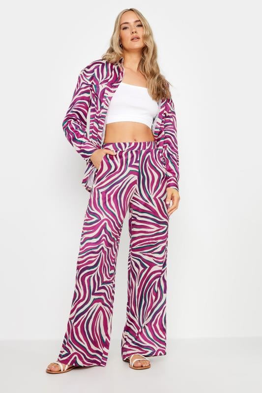 Evans LTS Tall Purple Zebra Print Wide Leg Trousers