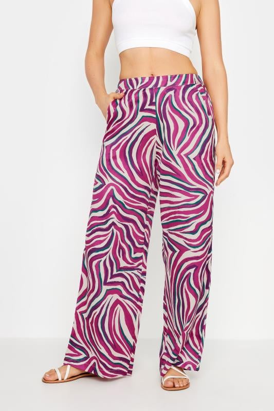 Evans LTS Tall Purple Zebra Print Wide Leg Trousers