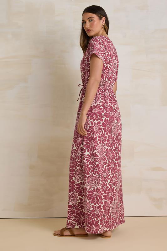 Evans LTS Tall Red Cotton Floral Print Drawstring Maxi Dress