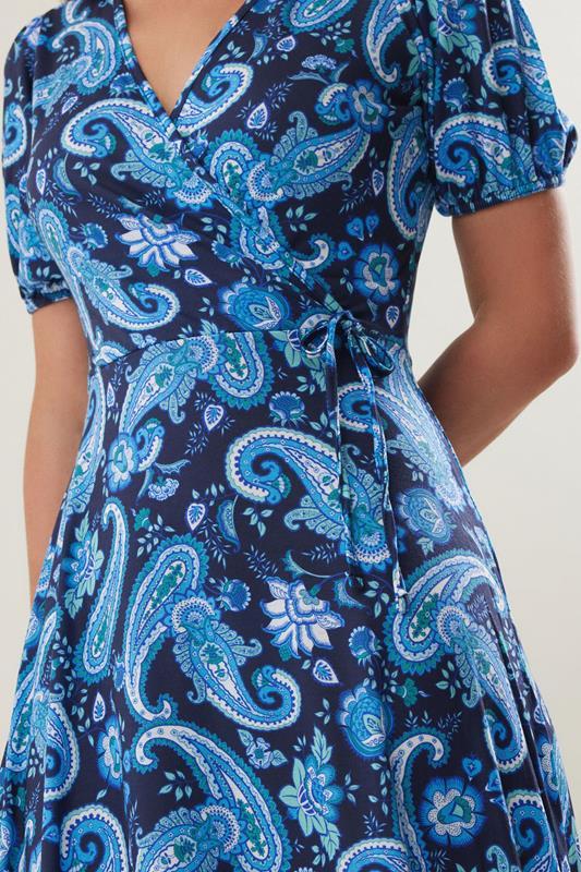 Evans LTS Tall Royal Blue Floral Paisley Print Wrap Maxi Dress