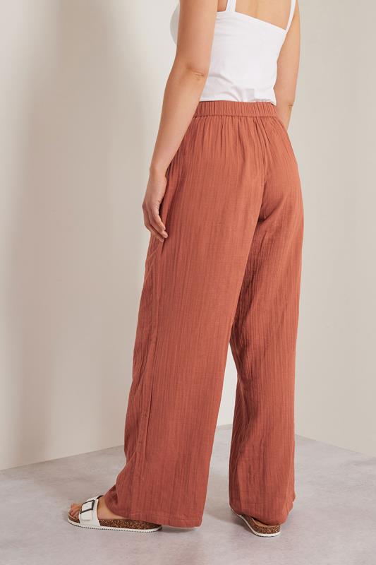 Evans LTS Tall Rust Orange Cotton Cheescloth Wide Leg Trousers