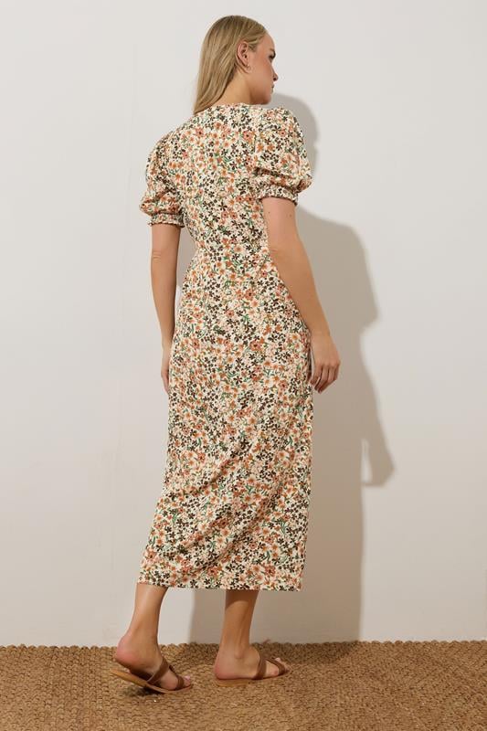 Evans LTS Tall Rust Orange Ditsy Floral Tea Maxi Dress