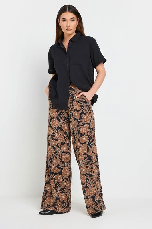 Evans LTS Tall Rust Orange Floral Print Wide Leg Trousers