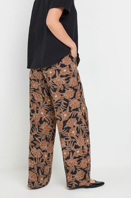 Evans LTS Tall Rust Orange Floral Print Wide Leg Trousers