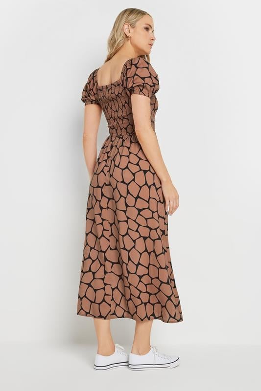 Evans LTS Tall Rust Orange Giraffe Shirred Midi Dress