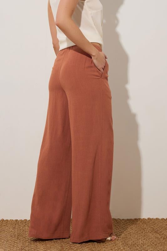 Evans LTS Tall Rust Orange Linen Tie Waist Trousers