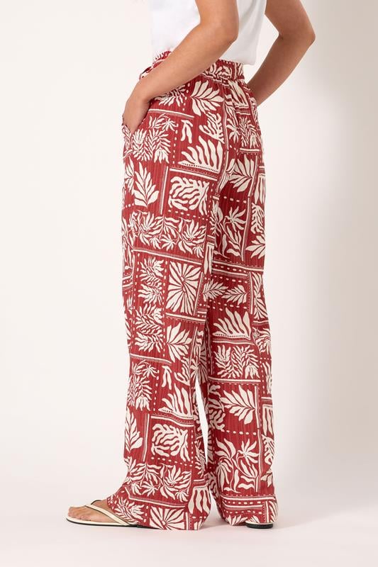 Evans LTS Tall Rust Orange Palm Print Wide Leg Trousers