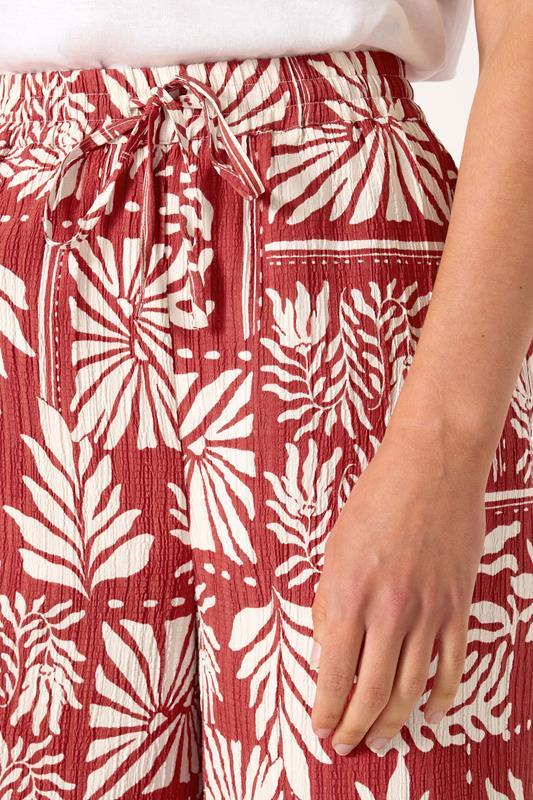 Evans LTS Tall Rust Orange Palm Print Wide Leg Trousers