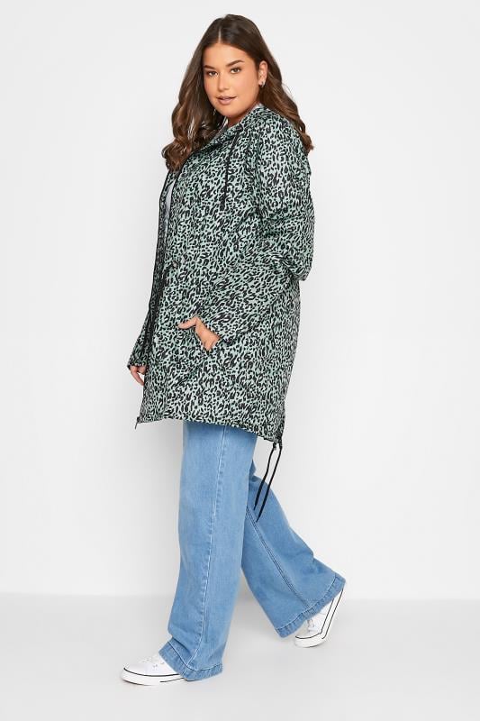 Evans LTS Tall Sage Green Leopard Print Pocket Parka