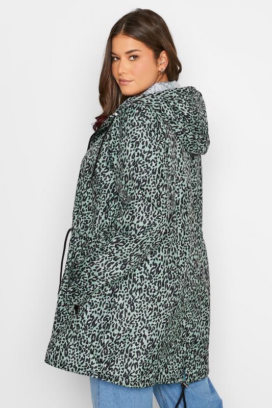 Evans LTS Tall Sage Green Leopard Print Pocket Parka