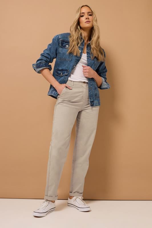 evans LTS Tall Stone Brown Cotton Straight Leg Chino Jeans