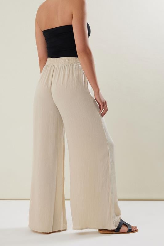 Evans LTS Tall Stone Brown Matt Satin Wide Leg Trousers