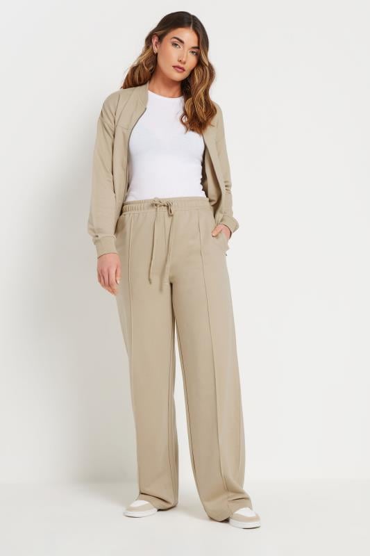 evans LTS Tall Stone Brown Seam Front Wide Leg Joggers