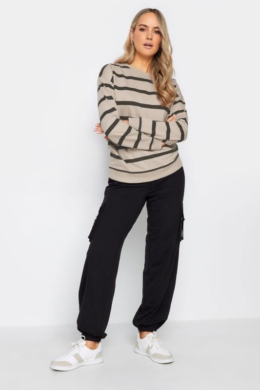 Evans LTS Tall Stone Brown Stripe Print Crew Neck Sweatshirt