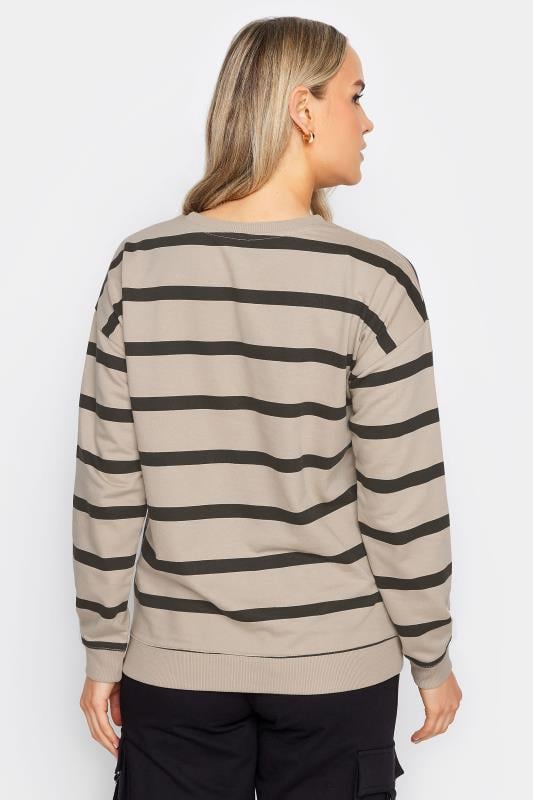 Evans LTS Tall Stone Brown Stripe Print Crew Neck Sweatshirt