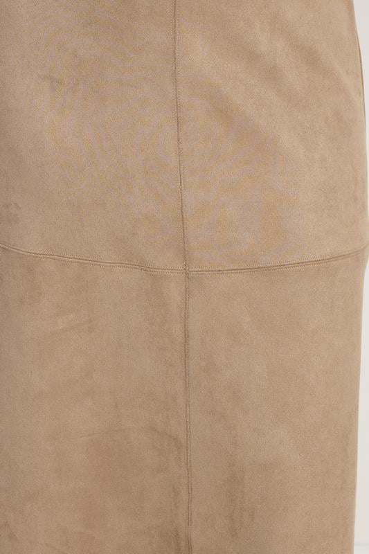 Evans LTS Tall Tan Brown Suedette A-Line Midi Skirt