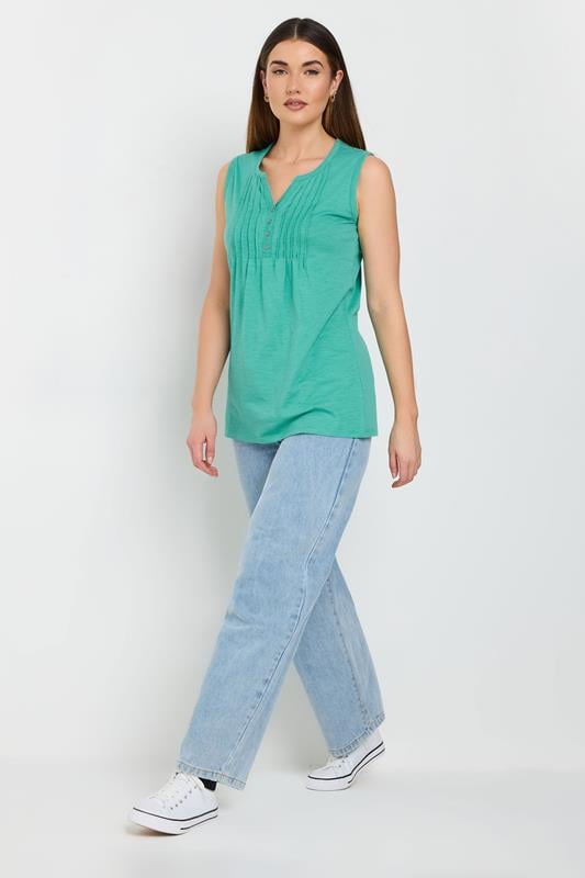 Evans LTS Tall Turquoise Green Cotton Henley Vest Top