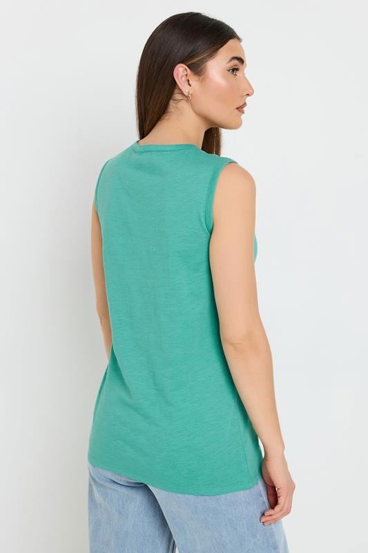 Evans LTS Tall Turquoise Green Cotton Henley Vest Top