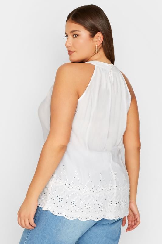 Evans LTS Tall White Broderie Anglaise Halter Neck Top