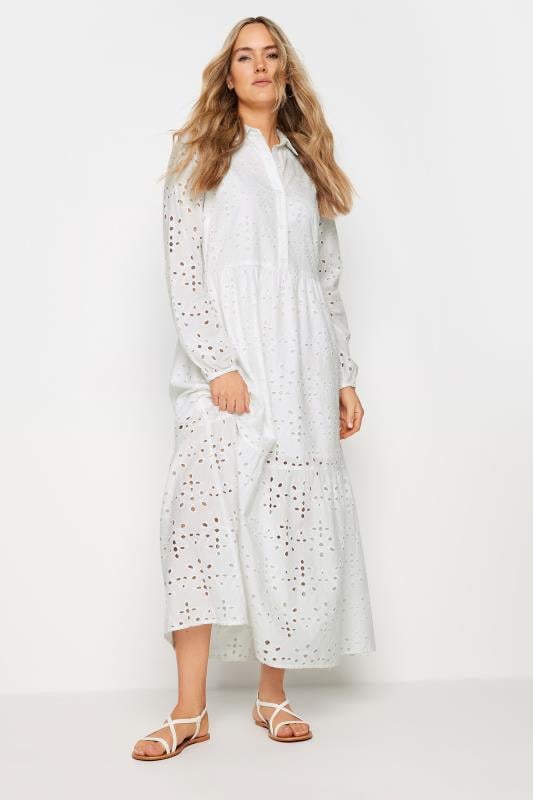 Evans LTS Tall White Broderie Anglaise Maxi Shirt Dress