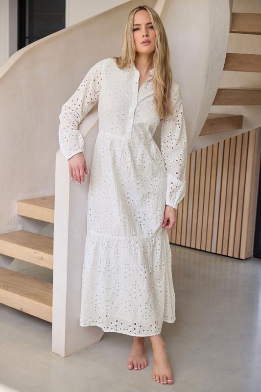 evans LTS Tall White Broderie Anglaise Maxi Shirt Dress
