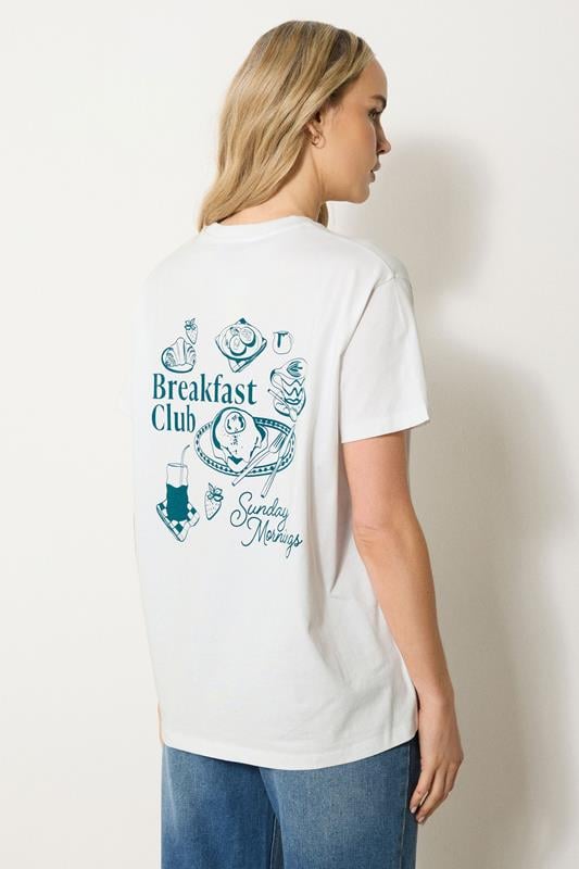 Evans LTS Tall White Cotton 'Breakfast Club' Slogan T-Shirt