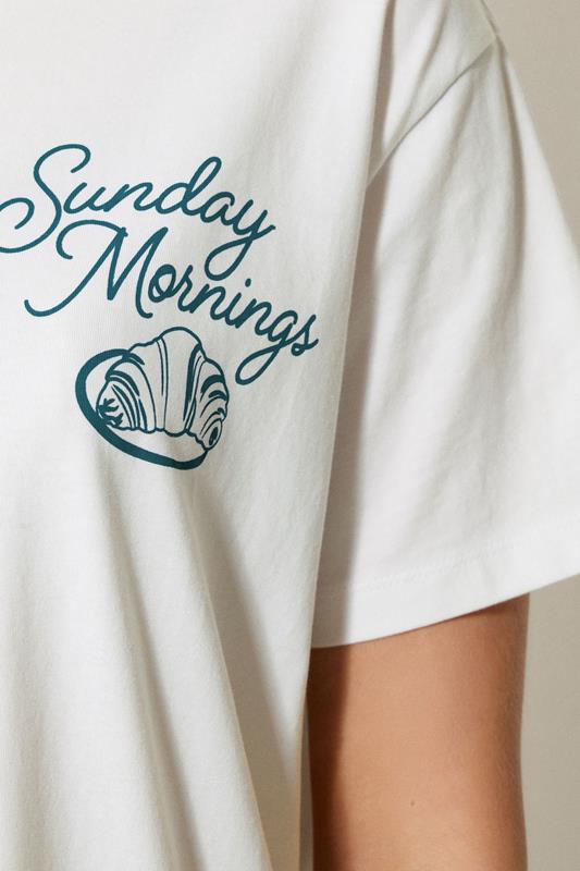 Evans LTS Tall White Cotton 'Breakfast Club' Slogan T-Shirt