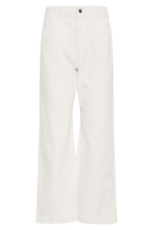 Evans LTS Tall White Denim BEA Cropped Wide Leg Jeans