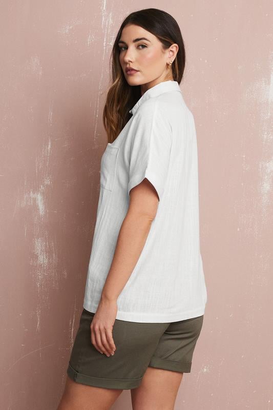 Evans LTS Tall White Linen Oversized Short Sleeve Shirt
