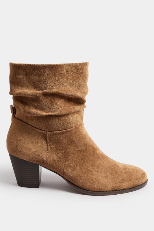 Evans LTS Tan Brown Faux Suede Western Boots In Standard Fit