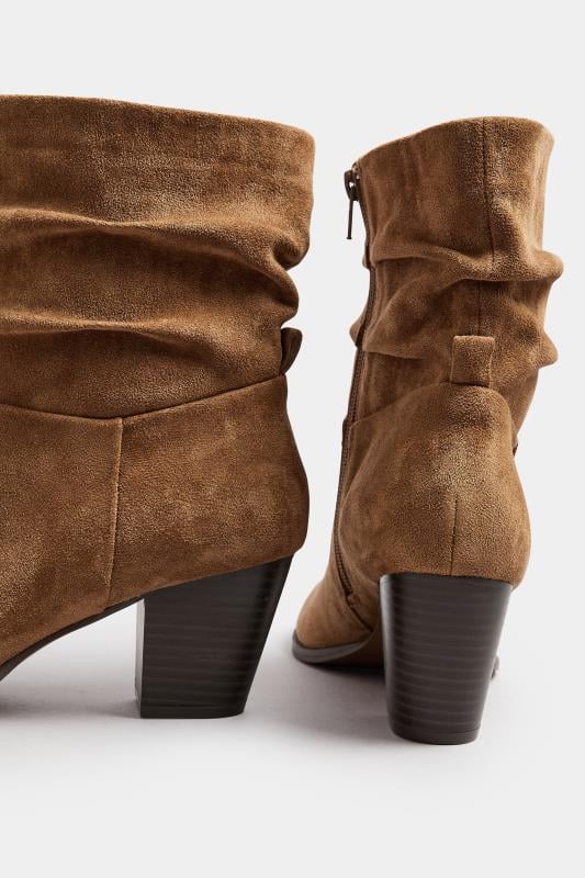 Evans LTS Tan Brown Faux Suede Western Boots In Standard Fit