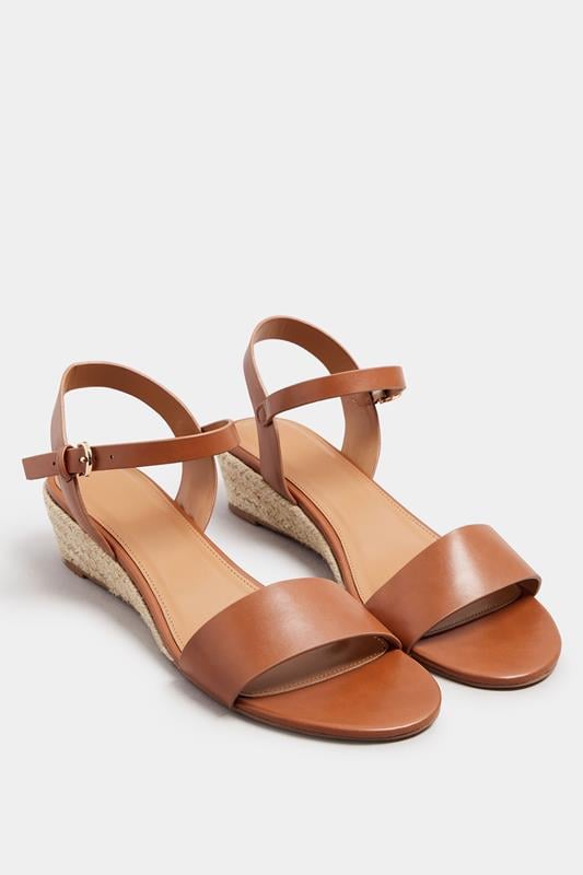 Evans LTS Tan Brown Rope Wedge Sandals In Standard Fit