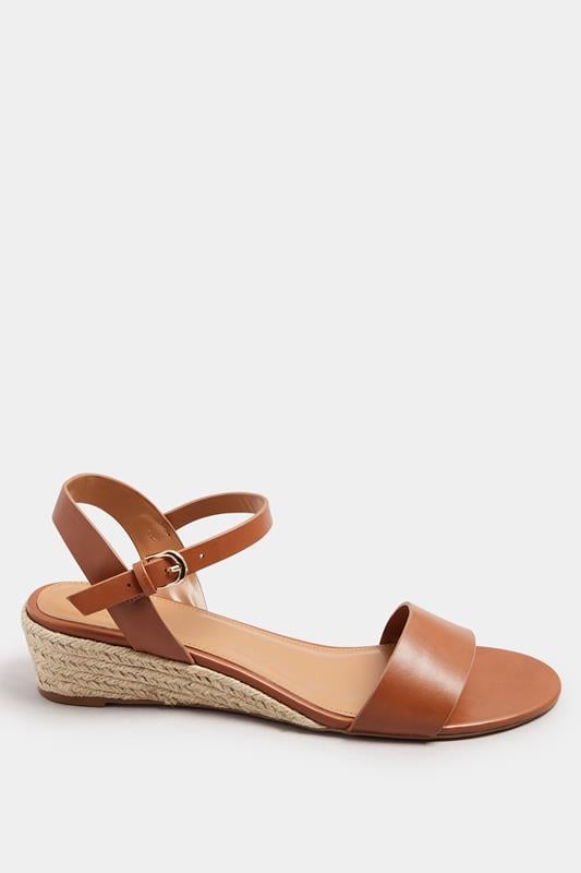 Evans LTS Tan Brown Rope Wedge Sandals In Standard Fit