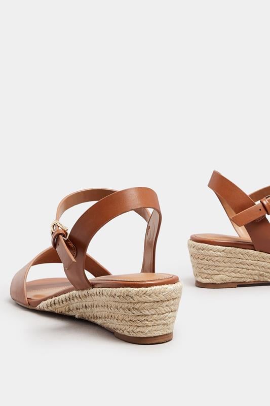 Evans LTS Tan Brown Rope Wedge Sandals In Standard Fit