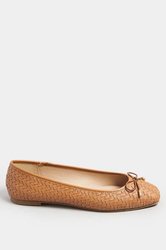 Evans LTS Tan Brown Woven Ballerina Pumps In Standard Fit