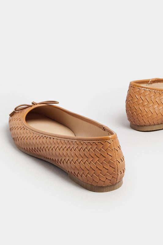 Evans LTS Tan Brown Woven Ballerina Pumps In Standard Fit